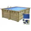 Image de Piscine bois rectangle maldives - 3.20 x 3.20 x 1.24 m + bâche à bulles 180 µ - bâche hiver 280 g-m²