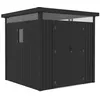 Image de Abri de jardin métal premium avec toit plat et porte battante Lexinton - 5 29 m² - Gris