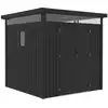 Image de Abri de jardin métal premium avec toit plat et porte battante lexinton - 5,29 m² - gris