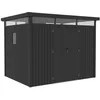 Image de Abri de jardin métal premium avec toit plat et porte battante Lexinton - 6 76 m² - Gris