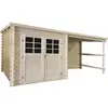 Image de Abri de jardin en bois avec auvent montval - 14 m² - 28 mm