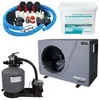 Image de Pack Pompe à chaleur Piscine Poolex Silverline FI 70 + By pass universel + Pompe de filtration + Filtre à sable + Verre Filtrant
