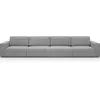 Image de Canapé convertible 7 pl avec coffre en velours côtelé gris clair - Harper Mod