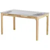 Image de Table à manger en céramique effet pierre blanche 6 personnes piètement bois 140 cm - Sally