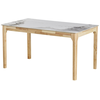 Image de Table à manger en céramique effet pierre blanche 6 personnes, piètement bois 140 cm - sally Sally