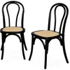 Image de Lot de deux chaises vintage en bois avec assise en rotin et dossier arrondi coloris noir
