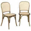 Image de Lot de deux chaises vintage en bois marron vieilli avec assise et dossier en rotin