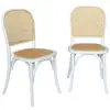 Image de Lot de deux chaises vintage blanches en bois avec assise et dossier en rotin