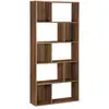 Image de Bibliothèque design asymétrique couleur bois foncé noyer  pieter   5 étagères. 10 compartiments de rangement. 83x23x173cm