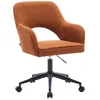 Image de Chaise de bureau à roulettes velours côtelé camel L 60 x P 62 x H 89 / 99cm