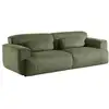 Image de Canapé 3 places. Tissu velours côtelé vert. 2 coussins déhoussables. Wallas l 230 x p 98 x h 73cm