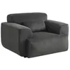 Image de Fauteuil velours côtelé gris foncé. lignes arrondies. coussin fourni. Wallas. L 116 x P 97 x H 73cm