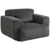 Image de Fauteuil velours côtelé gris foncé. Lignes arrondies. Coussin fourni. Wallas. L 116 x p 97 x h 73cm