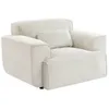 Image de Fauteuil velours côtelé. blanc crème. lignes arrondies. coussin fourni. Wallas. L 116 x P 97 x H 73cm