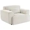 Image de Fauteuil velours côtelé. Blanc crème. Lignes arrondies. Coussin fourni. Wallas. L 116 x p 97 x h 73cm