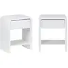 Image de Lot de 2 tables de chevet effet bois blanc rainuré 1 tiroir. 1 étagère