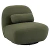 Image de Fauteuil pivotant 360° en bouclette texturée vert kaki foncé . piètement en métal noir mat - SPINO