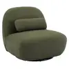 Image de Fauteuil pivotant 360° en bouclette texturée vert kaki foncé . Piètement en métal noir mat - spino