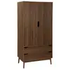 Image de Armoire dressing vintage décor bois 2 portes. 2 tiroirs. 1 tringle