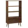 Image de Etagère bibliothèque décor bois de noyer 2 portes 3 niveaux NEPAL