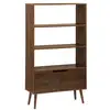 Image de Étagère bibliothèque décor bois de noyer. 2 portes 3 niveaux