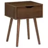 Image de Table de chevet décor bois teinté noyer. 1 tiroir. Pieds compas