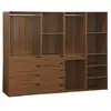Image de Kit dressing modulable avec 4 éléments. Noyer. Panneaux stratifiés