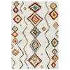 Image de Tapis intérieur shaggy. style berbère. poils longs. crème et multicolore 80 x 150cm