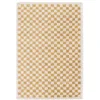 Image de Tapis intérieur shaggy poils longs 200x290cm damier jaune moutarde et crème