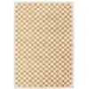 Image de Tapis intérieur shaggy poils longs 160x230cm damier jaune moutarde et crème