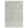 Image de Tapis intérieur shaggy poils longs 80x150cm damier bleu clair et crème