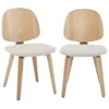 Image de Lot de 2 chaises décor bois courbé placage effet chêne et bouclette texturée gris clair