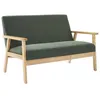 Image de Banquette canapé 2 places en bois et tissu velours côtelé coloris vert kaki. Isak. L 114 x P 69.5 x H 73cm