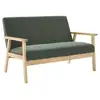 Image de Banquette canapé 2 places en bois et tissu velours côtelé coloris vert kaki. Isak. L 114 x p 69.5 x h 73cm