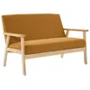 Image de Banquette canapé 2 places en bois et tissu velours côtelé coloris moutarde. Isak. L 114 x P 69.5 x H 73cm