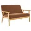Image de Banquette canapé 2 places en bois et tissu velours côtelé coloris marron. Isak. L 114 x p 69.5 x h 73cm
