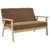 Image de Banquette canapé 2 places en bois et tissu velours côtelé coloris taupe. Isak. L 114 x P 69.5 x H 73cm