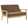 Image de Banquette canapé 2 places en bois et tissu velours côtelé coloris taupe. Isak. L 114 x p 69.5 x h 73cm