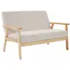 Image de Banquette canapé 2 places en bois et tissu velours côtelé coloris blanc crème. Isak. L 114 x p 69.5 x h 73cm