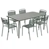 Image de Table de jardin métal + 6 assises kaki. acier traitement anti rouille