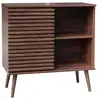 Image de Buffet scandinave décor bois noyer. Buffet haut. Vaisselier. Avec 1 porte coulissante rainurée et 2 étagères 80cm