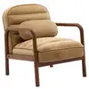 Image de Fauteuil scandinave bois d'hévéa teinté noyer et tissu velours cappuccino