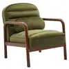 Image de Fauteuil scandinave bois d'hévéa teinté noyer et tissu velours kaki