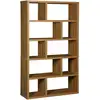 Image de Etagère bibliothèque asymétrique 5 niveaux 10 compartiments. Casiers. Effet bois de manguier. L 111.2 x p 39 x h 190cm