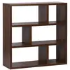 Image de Etagère bibliothèque asymétrique 3 niveaux 6 compartiments. Casiers. Effet bois de noyer. l 111.2 x p 39 x h 115.2cm