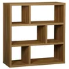 Image de Etagère bibliothèque asymétrique 3 niveaux 6 compartiments. casiers. effet bois de manguier. L 111.2 x P 39 x H 115.2cm