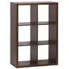 Image de Etagère bibliothèque 2 niveaux 6 compartiments. Casiers. Effet bois de noyer. L 111.2 x p 39 x h 76cm