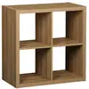 Image de Etagère bibliothèque cubique 2 niveaux 4 compartiments. Casiers. Effet bois de manguier. L 76 x p 39 x h 76cm