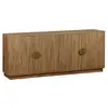 Image de Buffet exotique 4 portes. Décor bois de manguier rainuré. Buffet bas. Poignées en métal doré. L 180 x p 40 x h 75cm
