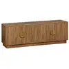 Image de Meuble tv exotique 4 portes décor bois de manguier. Poignées en métal doré l 140 x p 40 x h 48cm